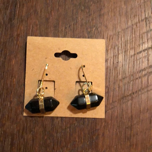Jet Agate Bar Earrings - Picture 1 of 1